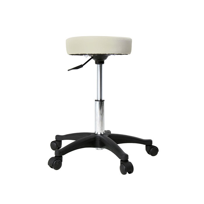 Vivace Artist Stool from TATSoul in the shade ivory. A swivel stool with an ivory cushion.