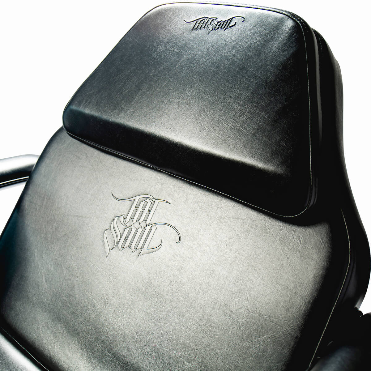 Close-up of the removable headrest on the Oros Battery powered tattoo bed by TATSoul